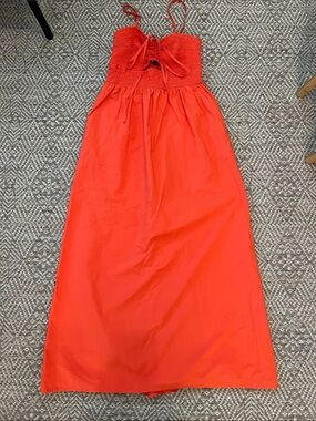 Universal Thread Red-Orange Smocked Bodice Maxi Dress
